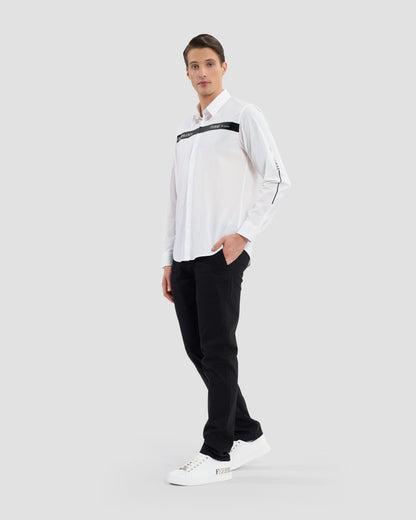 Patent Finish Brand Print Shirt