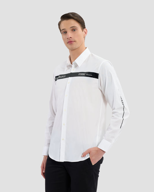 Patent Finish Brand Print Shirt