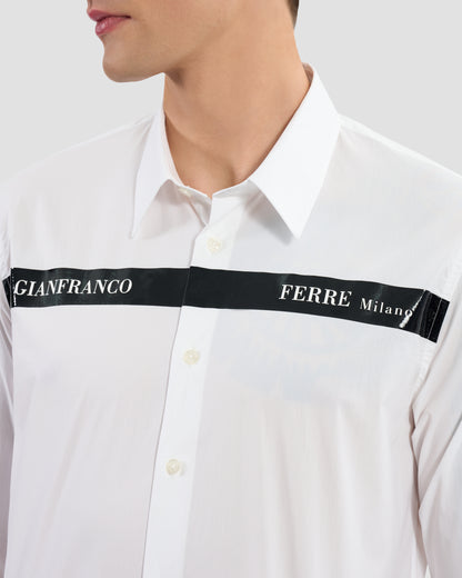 Patent Finish Brand Print Shirt