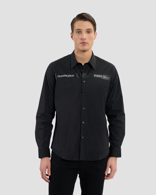 Patent Finish Brand Print Shirt