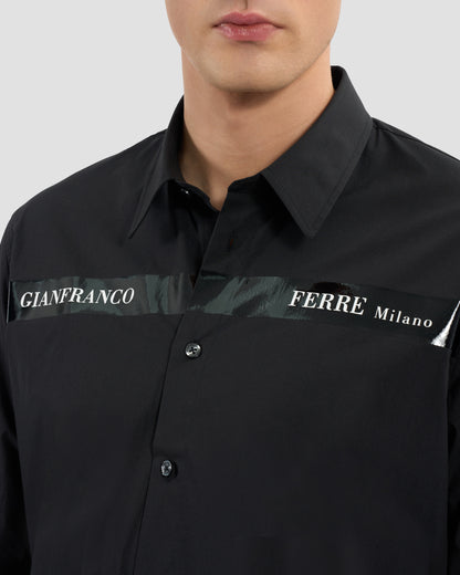 Patent Finish Brand Print Shirt