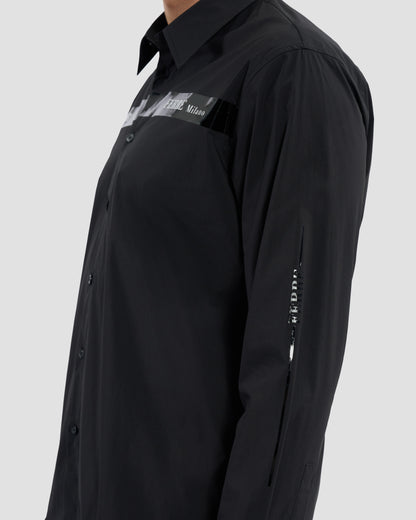 Patent Finish Brand Print Shirt