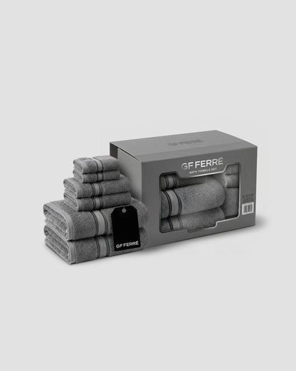 GF Ferre Plush Cotton Slate Bath Towel Set
