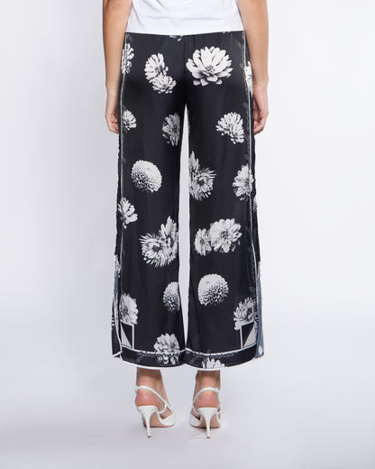 Floral Side-Slit Wide-Leg Pants