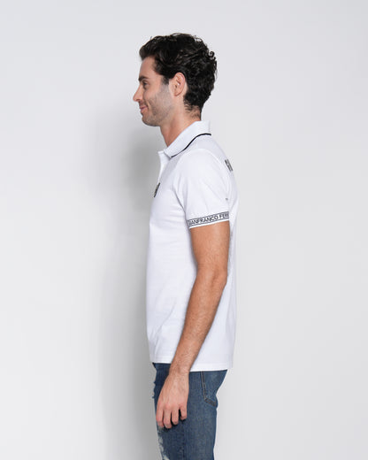 White Jacquard Cotton Polo-Shirt