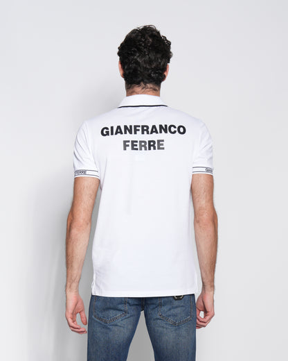 White Jacquard Cotton Polo-Shirt