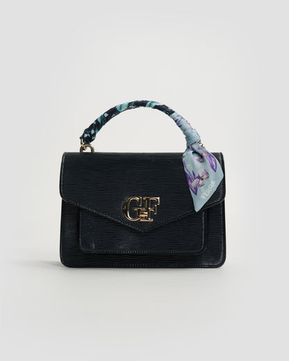 GF Hand Bag with Scarf-Tied Top Handle