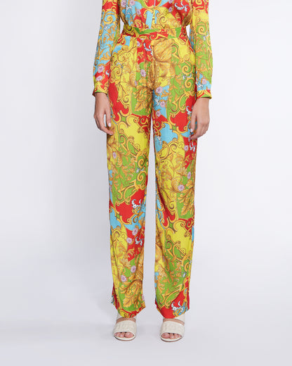 Baroque Print Straight Pants
