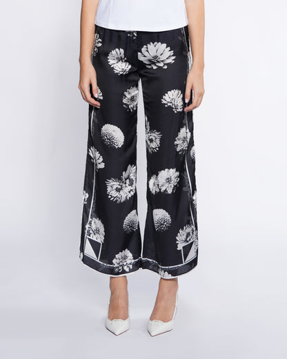 Floral Side-Slit Wide-Leg Pants