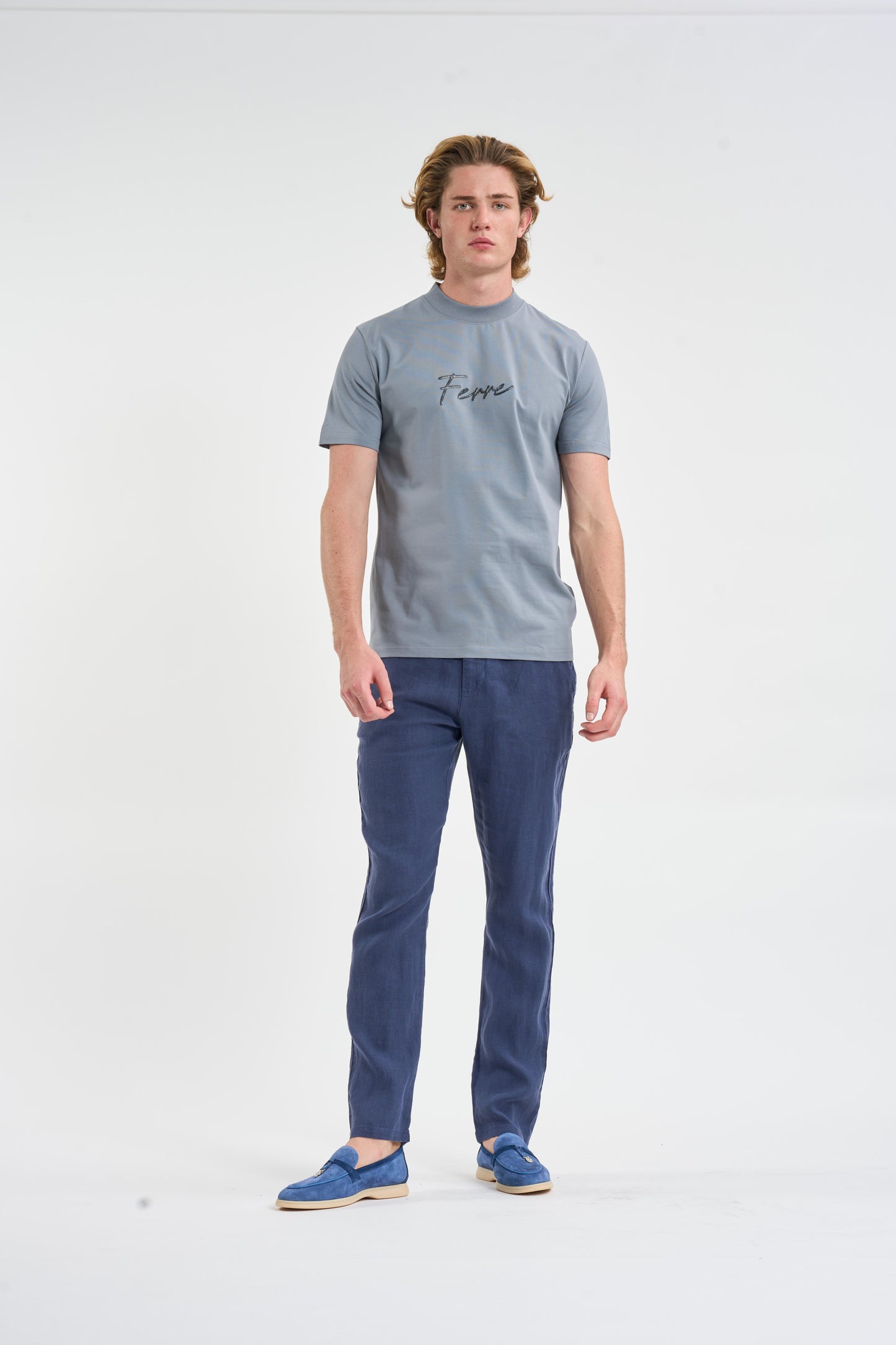 Slate Grey Metallic Script Logo T-Shirt