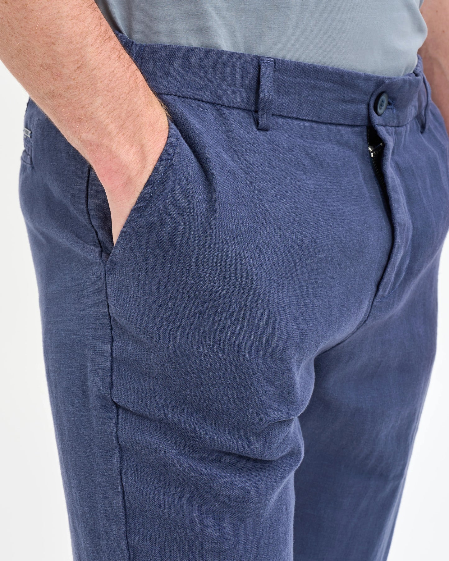 Slate Blue Linen Chino Trousers