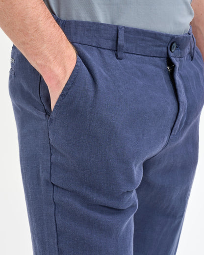 Slate Blue Linen Chino Trousers