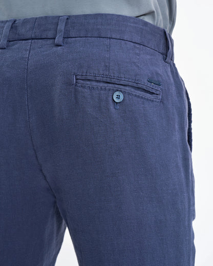 Slate Blue Linen Chino Trousers