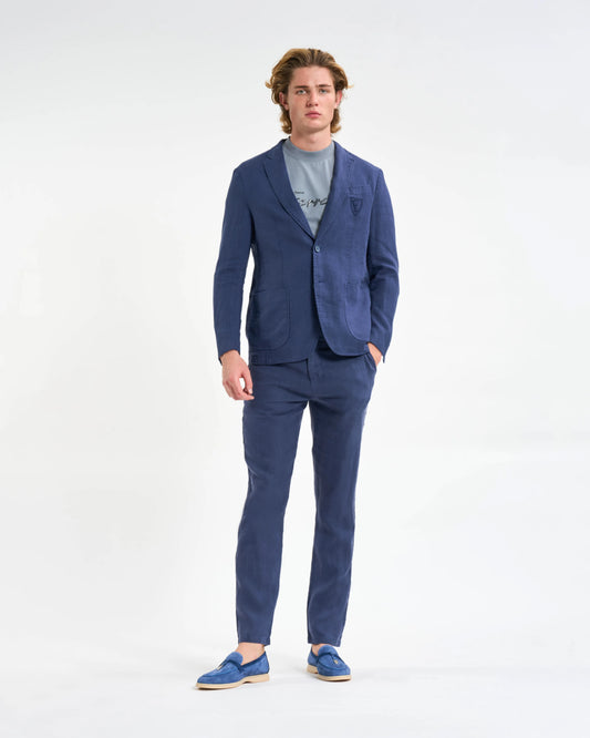Indigo Linen Two-Piece Suit
