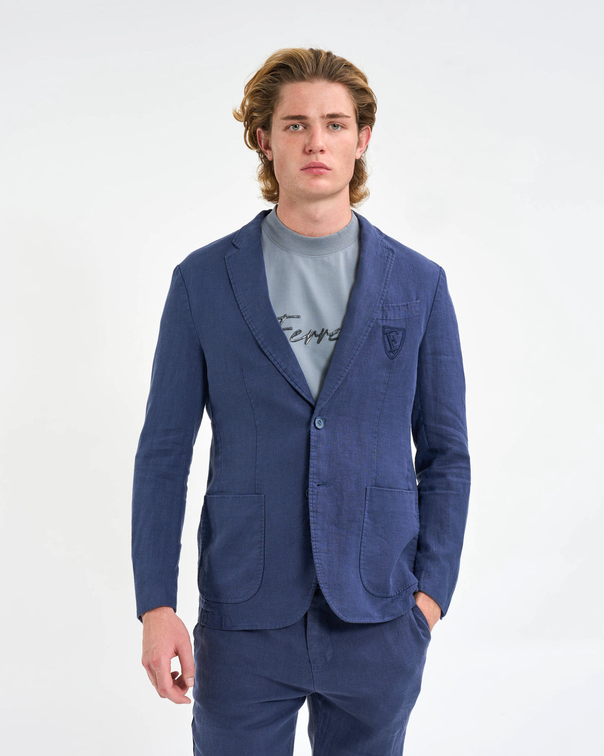 Indigo Linen Suit