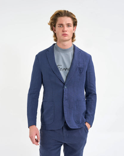 Indigo Linen Suit