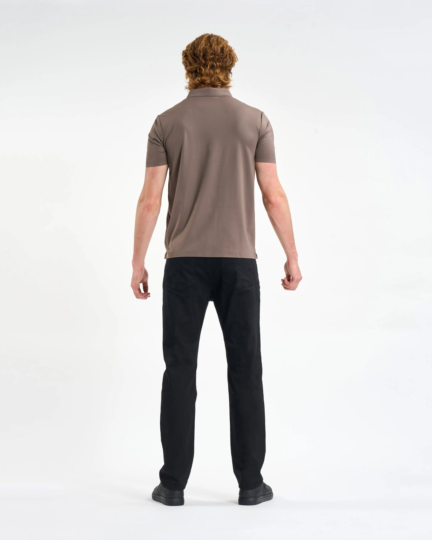 Mocha Chevron Performance Zip Polo