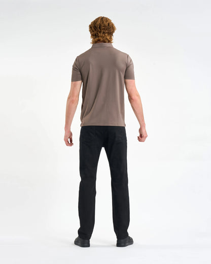 Mocha Chevron Performance Zip Polo