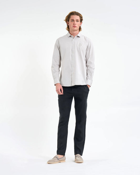 Light Grey Crest Embroidered Long-Sleeve Shirt