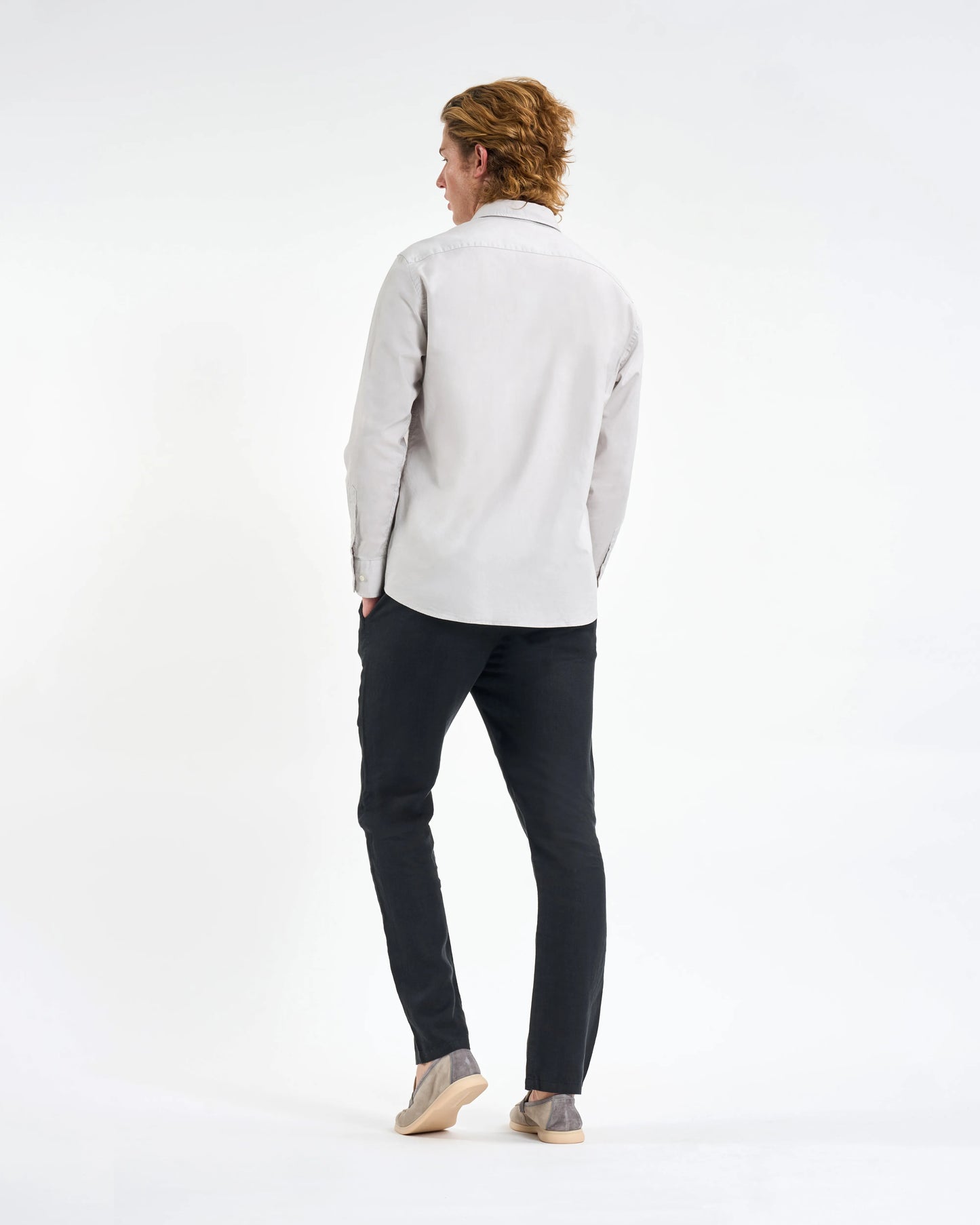 Light Grey Crest Embroidered Long-Sleeve Shirt