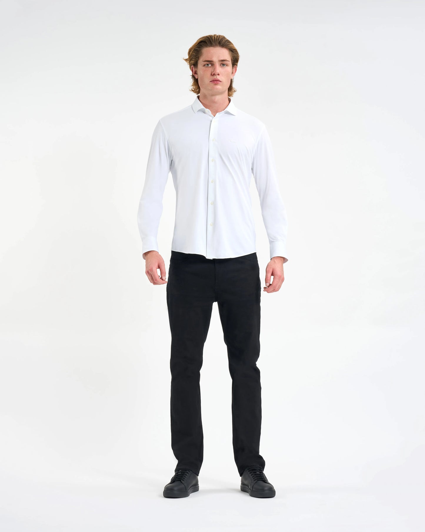 Pure White Script Embroidery Shirt