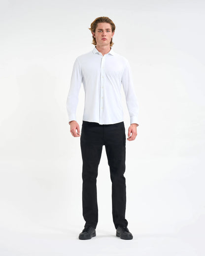 Pure White Script Embroidery Shirt