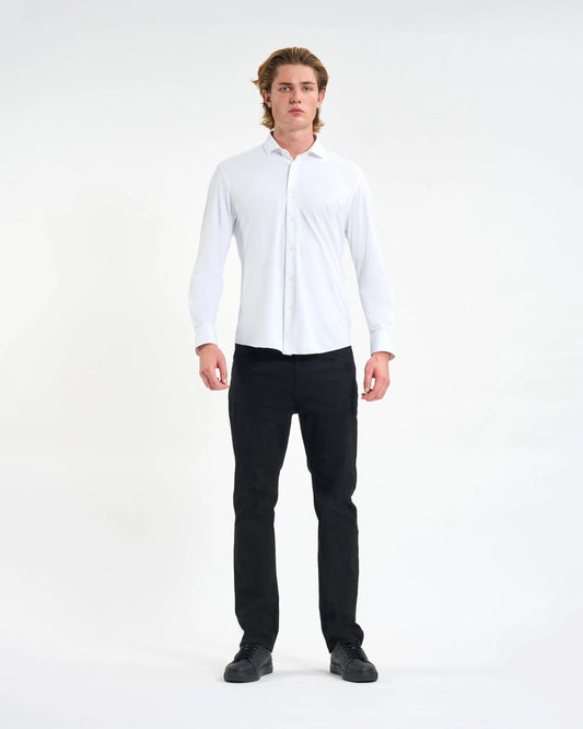 Pure White Script Embroidery Shirt