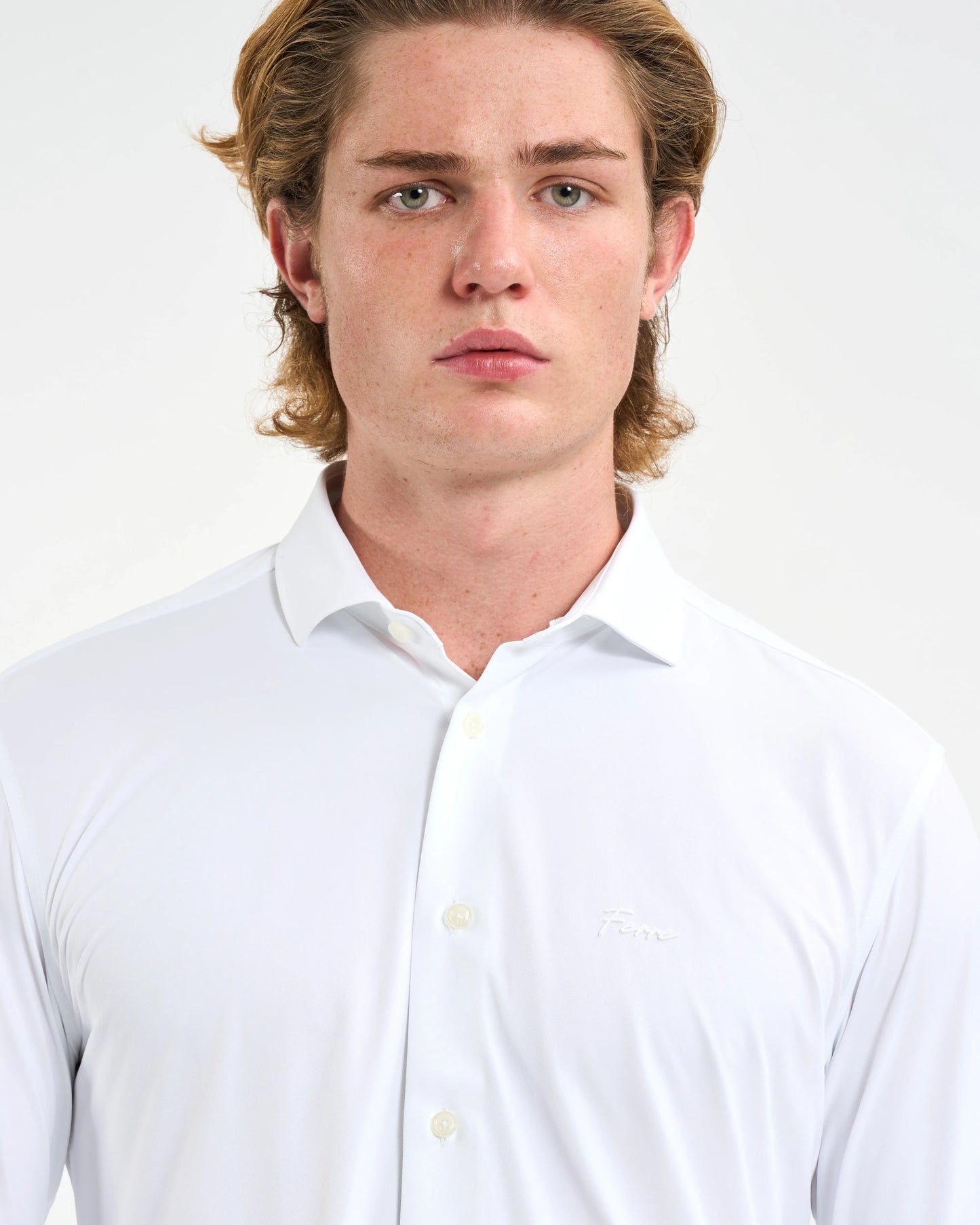 Pure White Script Embroidery Shirt