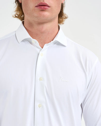 Pure White Script Embroidery Shirt