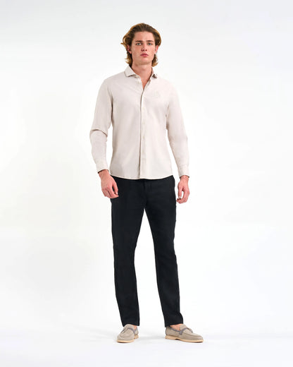 Pale Beige Crest Long-Sleeve Shirt