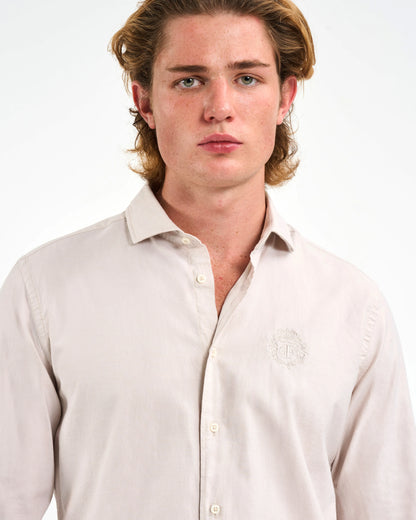 Pale Beige Crest Long-Sleeve Shirt