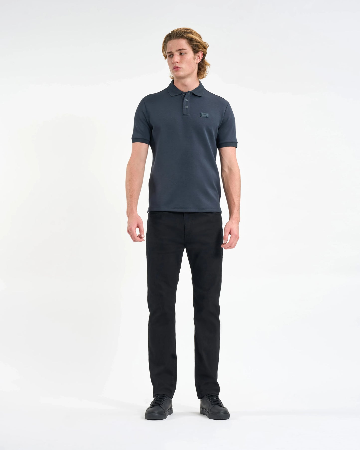 Charcoal Grey Snap-Placket Polo Shirt