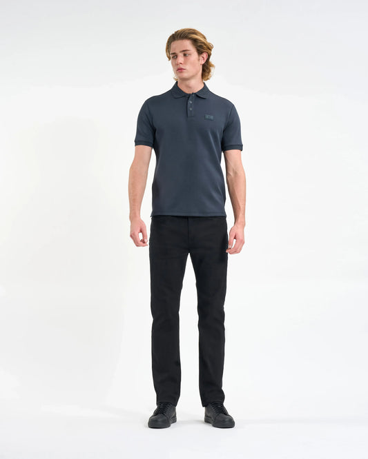 Charcoal Grey Snap-Placket Polo Shirt
