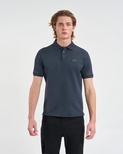 Charcoal Grey Snap-Placket Polo Shirt