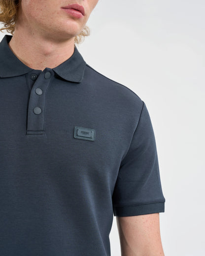 Charcoal Grey Snap-Placket Polo Shirt