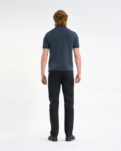 Charcoal Grey Snap-Placket Polo Shirt