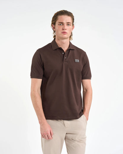 Dark Chocolate Snap-Placket Polo Shirt