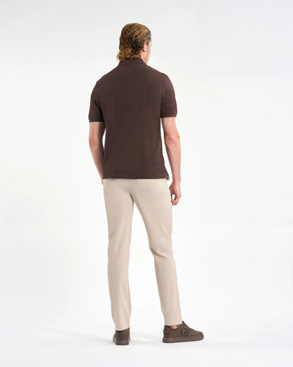 Dark Chocolate Snap-Placket Polo Shirt