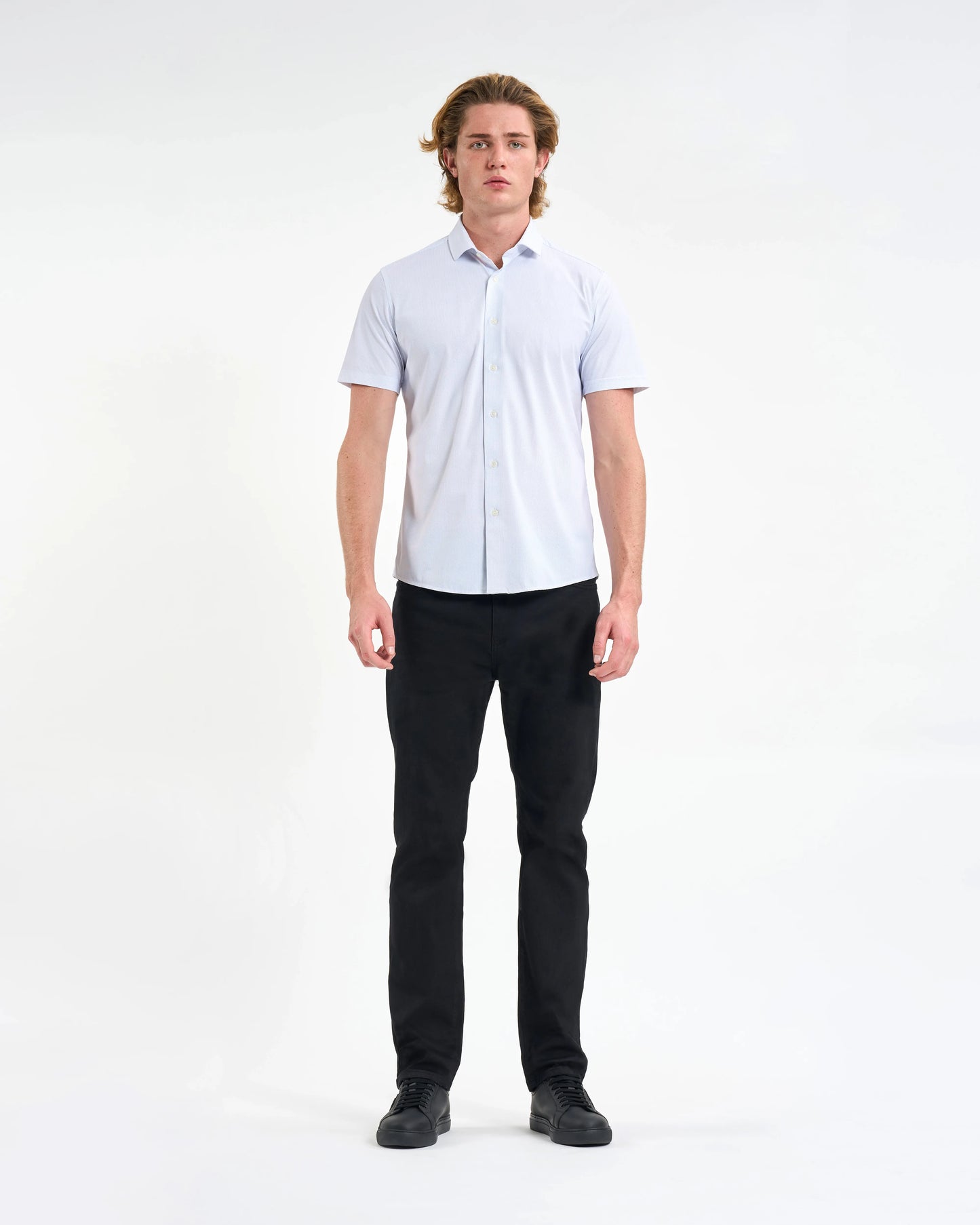 Sky Blue Micro-Dot Short-Sleeve Shirt