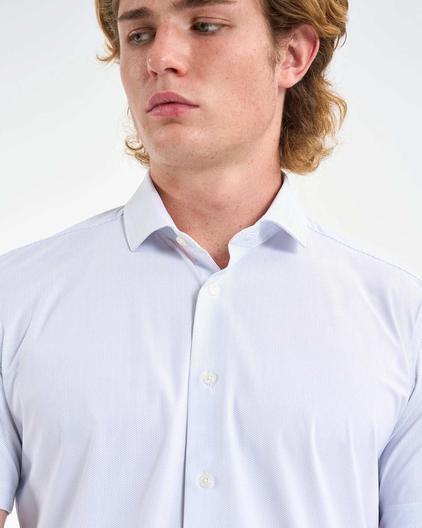 Sky Blue Micro-Dot Short-Sleeve Shirt