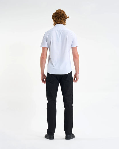 White Embroidered-Crest Short-Sleeve Shirt