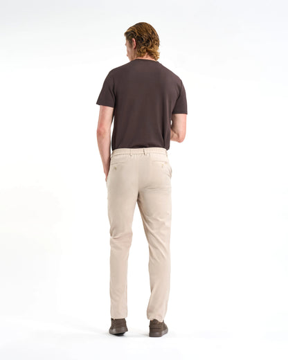 Stone Beige Micro-Pattern Drawstring Trousers