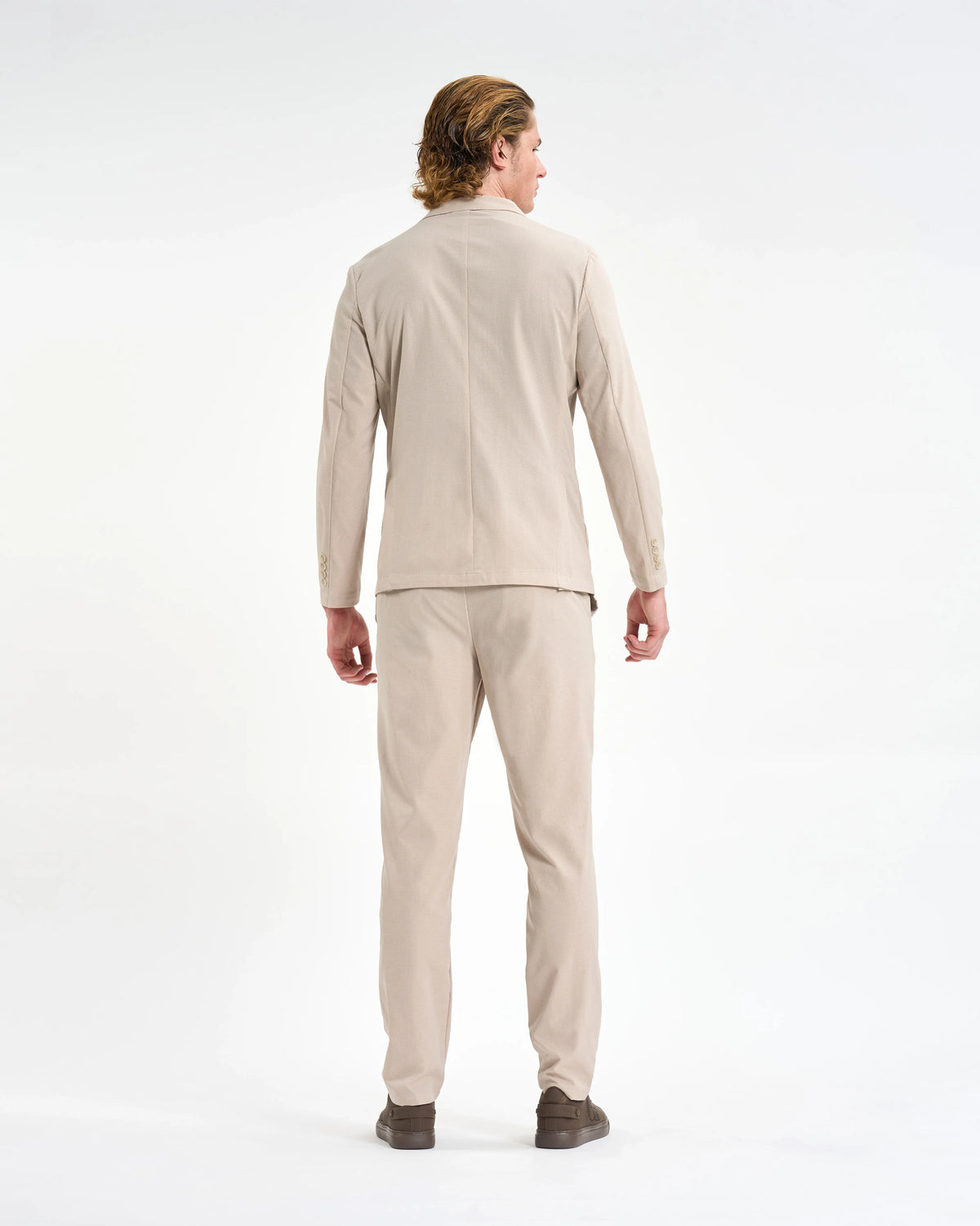 Beige Perforated Technical Two-Piece Suit