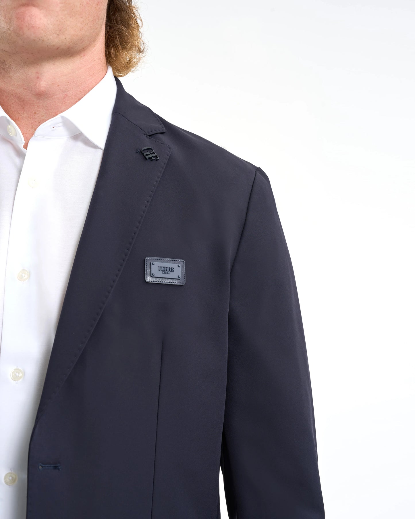 Midnight Navy Plaque-Detail Two-Piece Suit