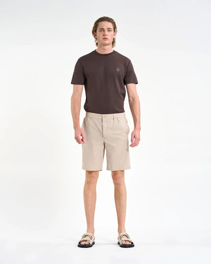 Sand Perforated Elastic-Waist Shorts