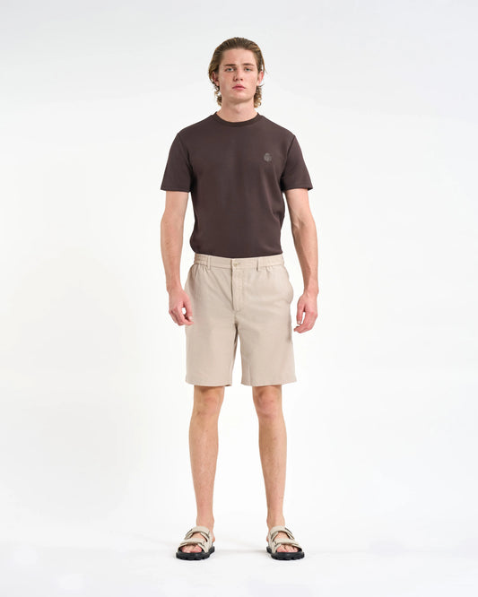 Sand Perforated Elastic-Waist Shorts