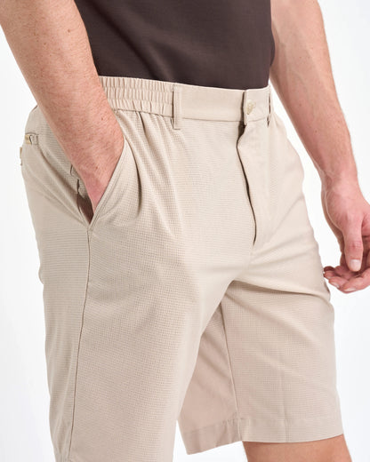 Sand Perforated Elastic-Waist Shorts