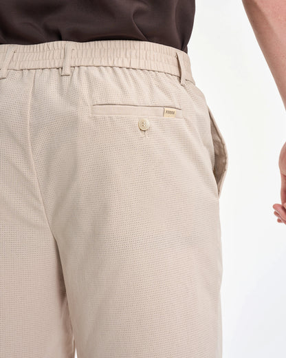 Sand Perforated Elastic-Waist Shorts