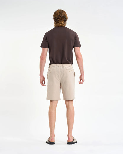 Sand Perforated Elastic-Waist Shorts