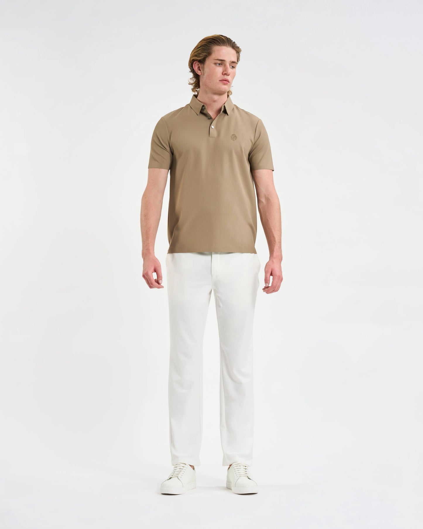 Warm Taupe Textured Piqué Polo